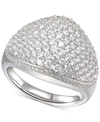 Macy's - Cubic Zirconia Baguette Cluster Halo Ring in Sterling Silver