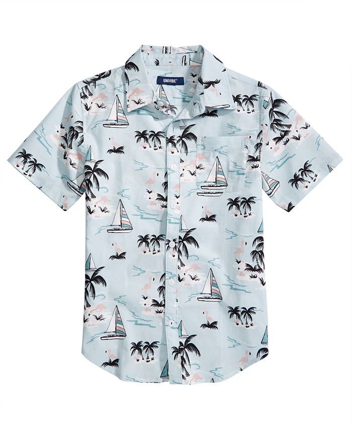 Univibe Big Boys Marina Regular-Fit Tropical-Print Shirt - Macy's