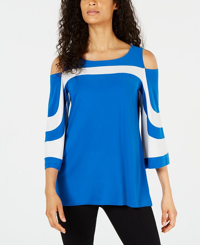 Alfani Colorblocked Cold Shoulder Top Created For Macys Macys 