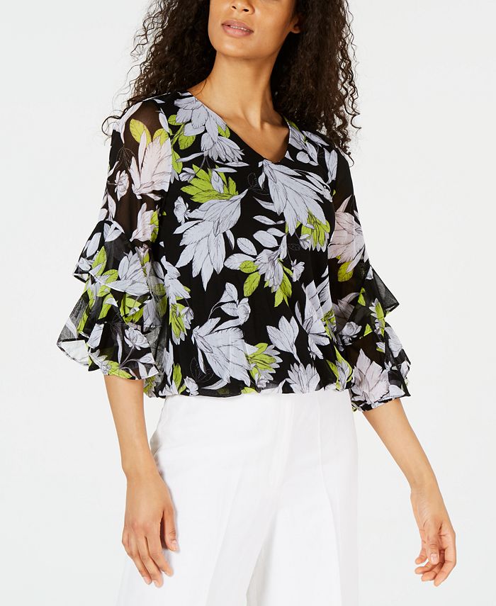 Alfani Printed SmockedHem Top, Created for Macy's Macy's
