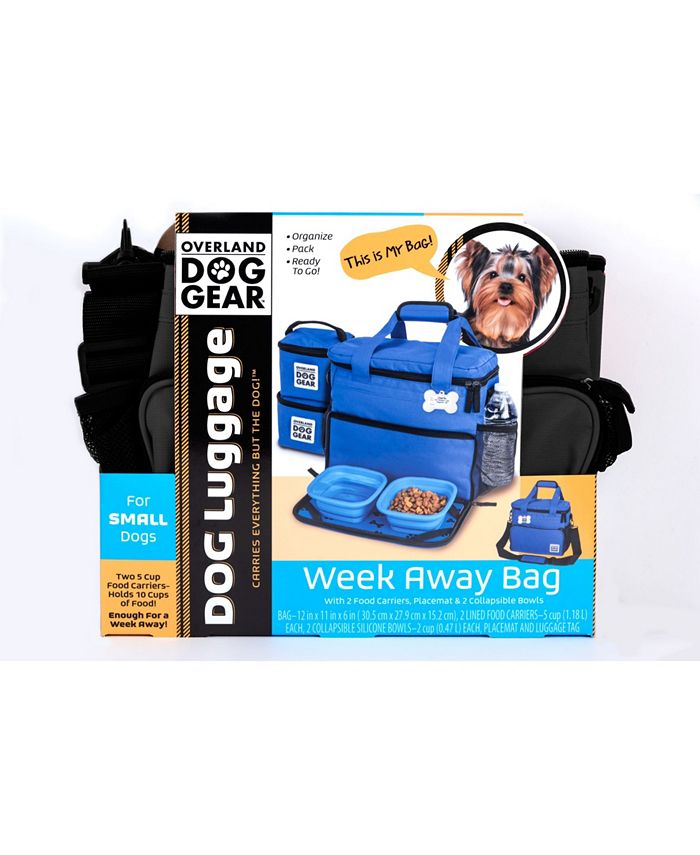 Week Away Dog Travel Bag For Small Dogs - Includes Food Carriers & Collapsible Bowls, Royal Blue