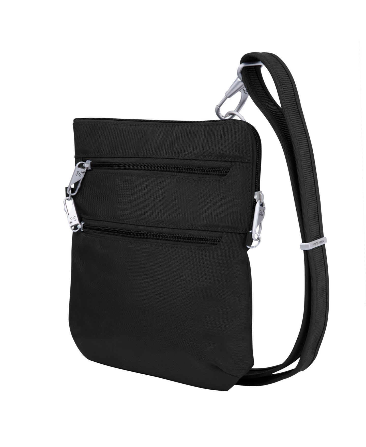 Женская сумка Travelon Anti-Theft Classic Slim Double Zip Crossbody, цвет: Чёрный — фото 1
