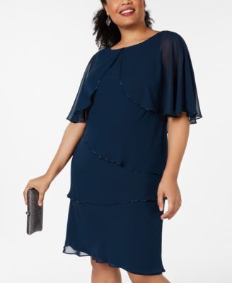 SL Fashions Plus Size Tiered Capelet Dress - Macy's