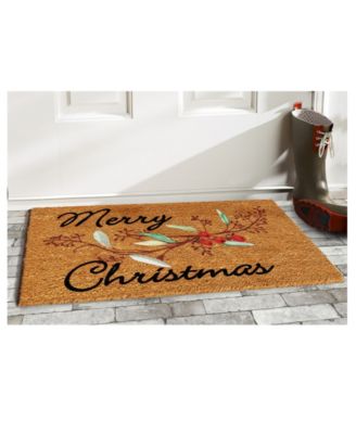 Merry Christmas Berries Coir/Vinyl Doormat, 17" x 29"