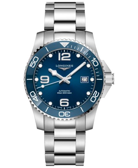 Мужские дайверские часы Longines Swiss Automatic HydroConquest, сталь и керамика, 41 мм