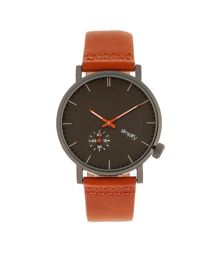 Simplify Quartz The 3600 Charocoal Dial, Genuine Orange Leather Watch ...