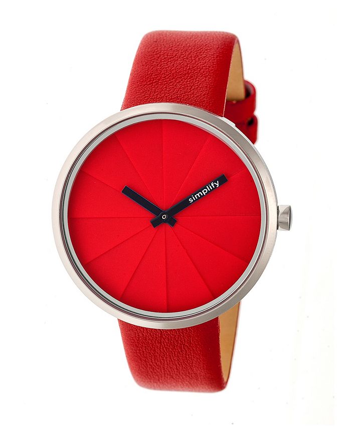 Simplify Quartz The 4000 Genuine Red Leather Watch 43mm - Macy's