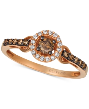 image of Le Vian Chocolatier Diamond Halo Cluster Ring (1/3 ct. t.w.) in 14k Rose Gold
