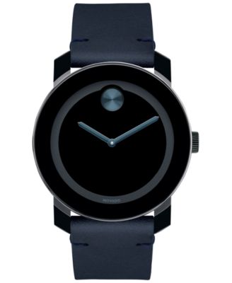 mens watch navy leather strap
