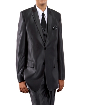 image of Tazio Shiny Single Breasted 2 Button Vested Suits for Boys