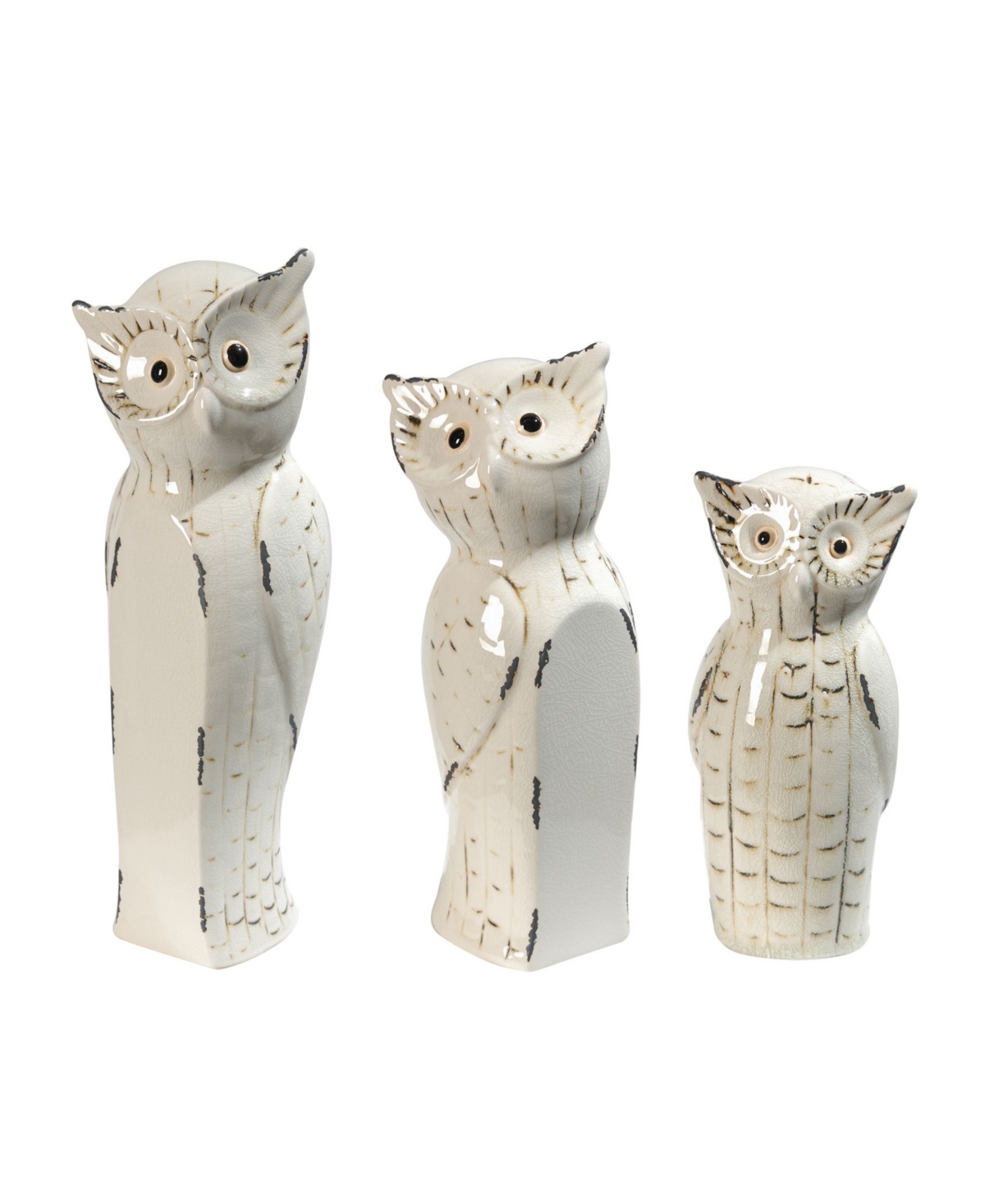 Ab Home Vivek Owls Trio, Set Of 3 In White