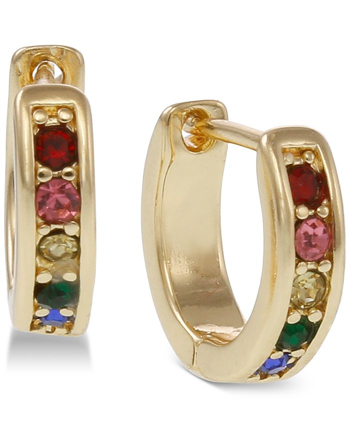 Laundry by Shelli Segal GoldTone Rainbow Pavé Huggie Hoop Earrings