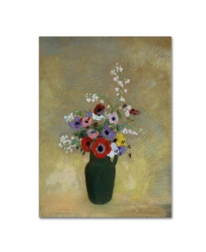 Trademark Innovations Odilon Redon 'large Green Vase With Mixed Flowers' Canvas Art In Multi