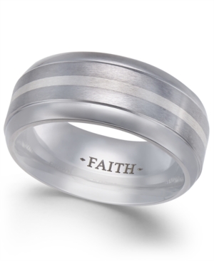 image of Men-s Faith Striped Cobalt Ring