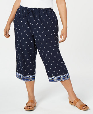 Karen Scott Plus Size Anchor-Print Capri Pants, Created for Macy's - Macy's