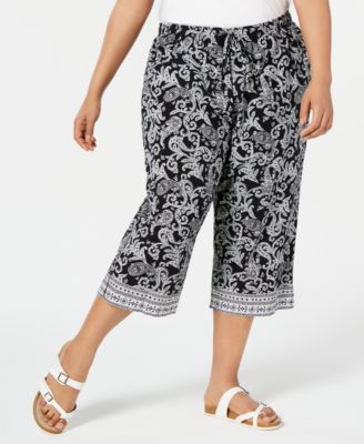 Karen Scott - Plus Size Paisley Parade Capri Pants