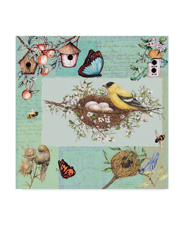 Trademark Global Sher Sester 'Birds and Bees Color Blocks Green' Canvas ...