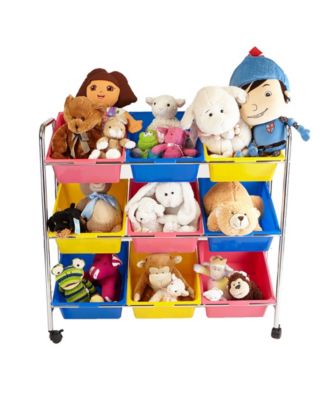 Mind Reader Toy Storage Organizer with 9 Storage Bins, Kids Storage for Bedroom