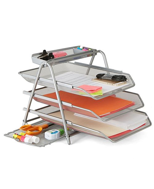 Mind Reader 3 Trays Desktop Document Letter Tray Organizer With Pull Out Drawer Organizer Folders Files Documents Mail Reviews Cleaning Organization Home Macy S