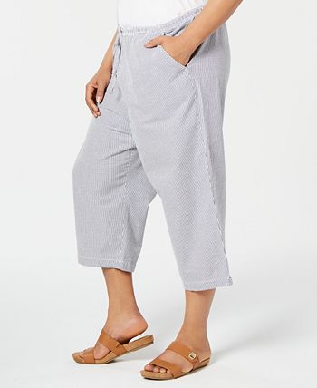 Karen Scott Plus Size Cotton Seersucker Capri Pants Created for