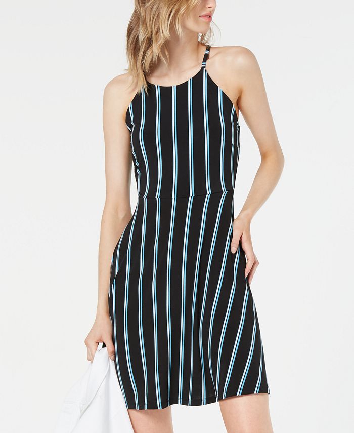 Bar III Striped Halter Fit & Flare Dress, Created for Macy's Macy's