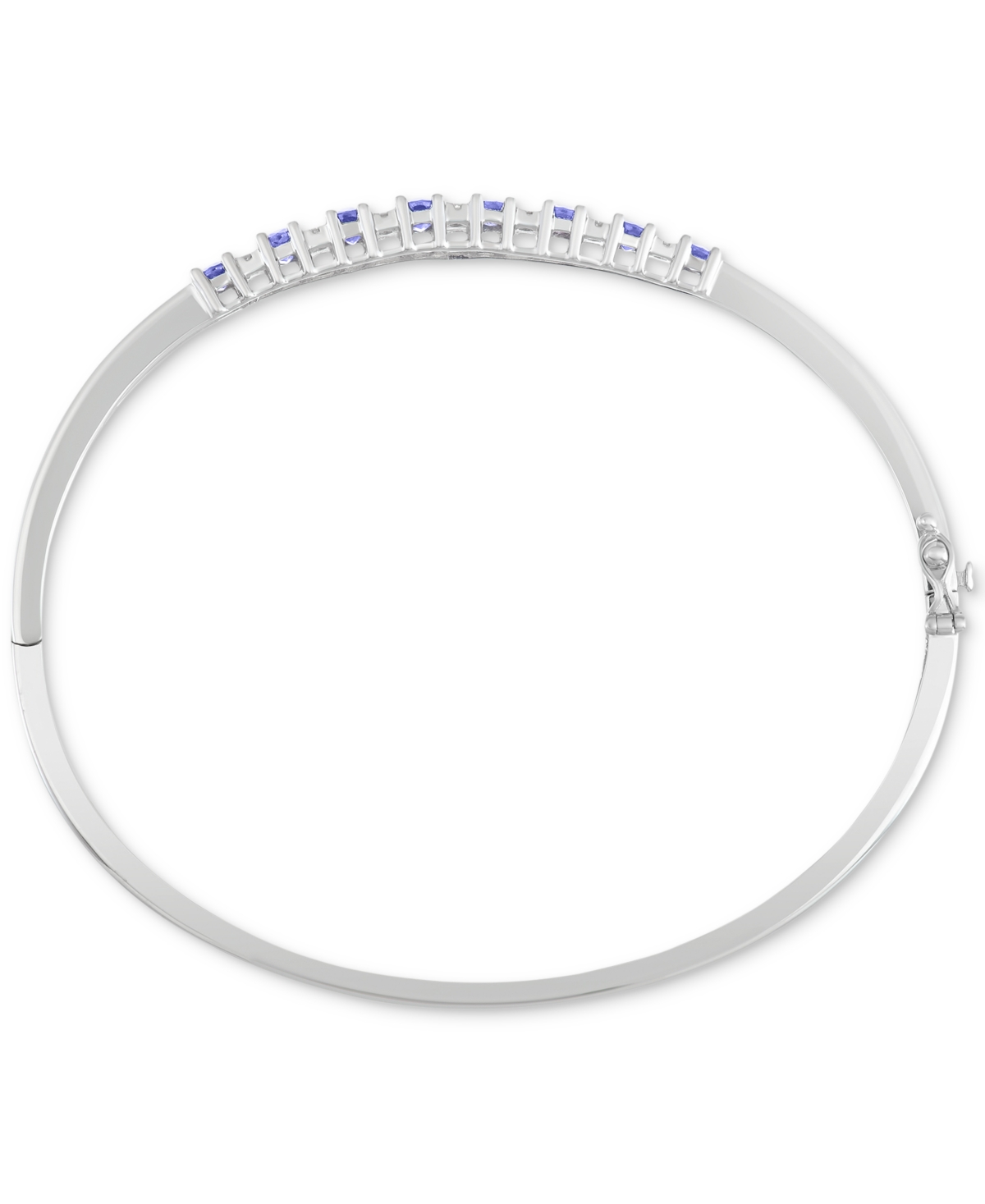 Macy's Tanzanite (3-1/8 Ct. T.w.) & Diamond (1/8 Ct. T.w.) Bangle Bracelet In 14k Gold Over Sterling Silver