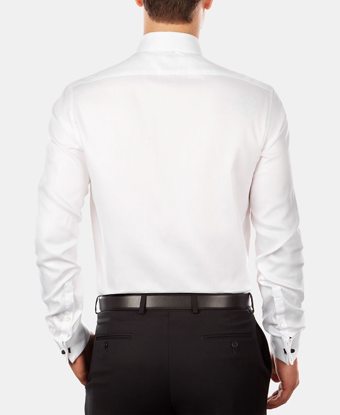Calvin Klein Men's Slim-Fit Solid French Cuff Dress Shirt & Pre-Tied ...