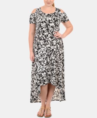 NY Collection - Plus Size Cold-Shoulder High-Low Dress