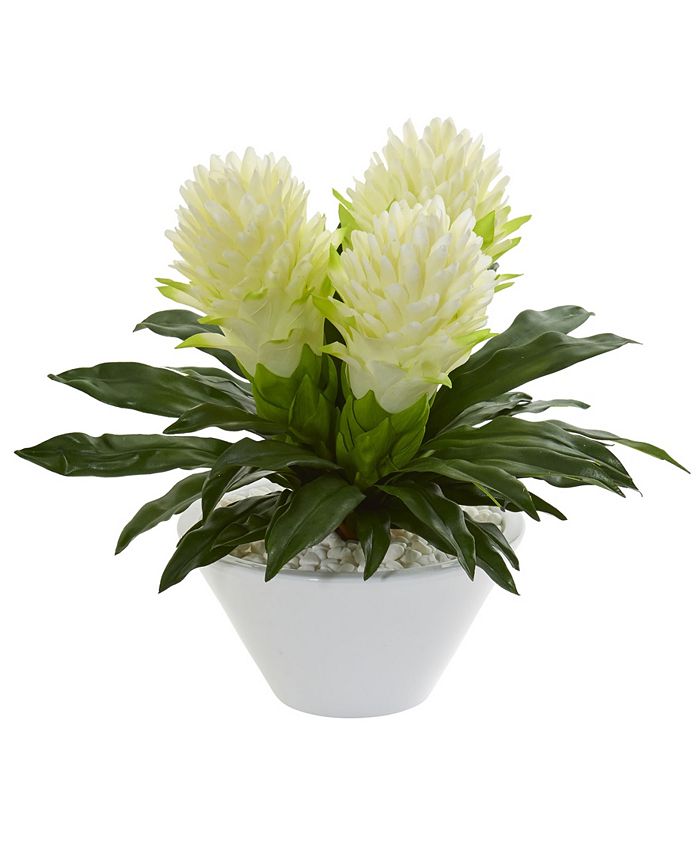 Nearly Natural - 17” Ginger Artificial Plant in White Vase