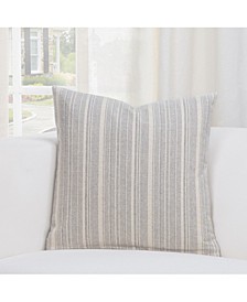Cottage Pewter Stripe Decorative Pillow, 26" x 26"