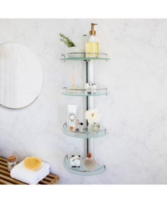 Danya B 4-Tier Adjustable Frosted Glass Wall Shelves On Aluminum Bar ...