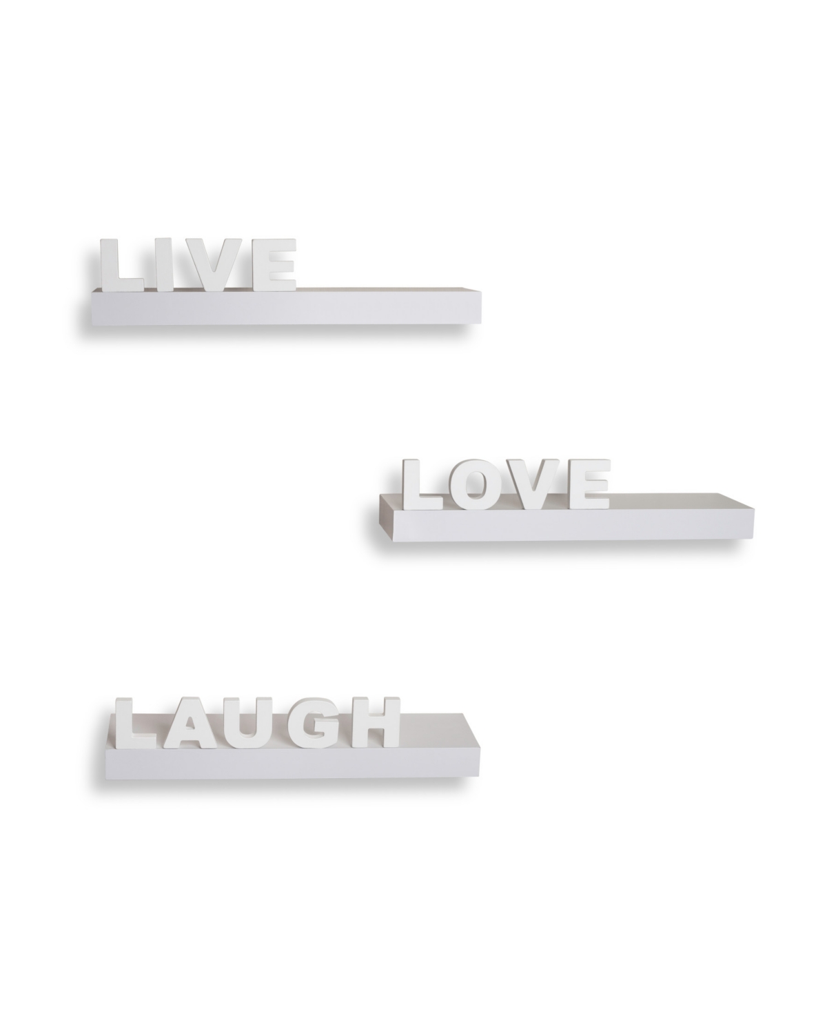 Danya B. Decorative "Live" "Love" "Laugh" Wall Shelves - Set of 3 - White