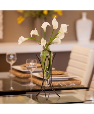 Clear Amphora Vase on Half Moon Metal Stand