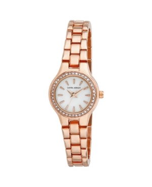 image of Laura Ashley Rose Gold Mini Link Crystal Bezel Bracelet Watch