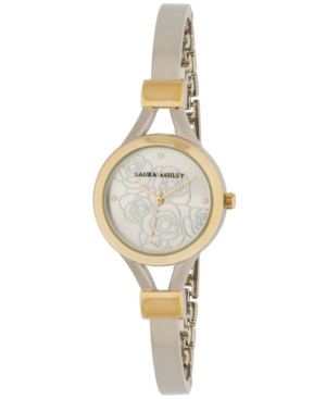 Laura Ashley Ladies' Two Tone Gold Thin Bangle With Floral Dial Watch