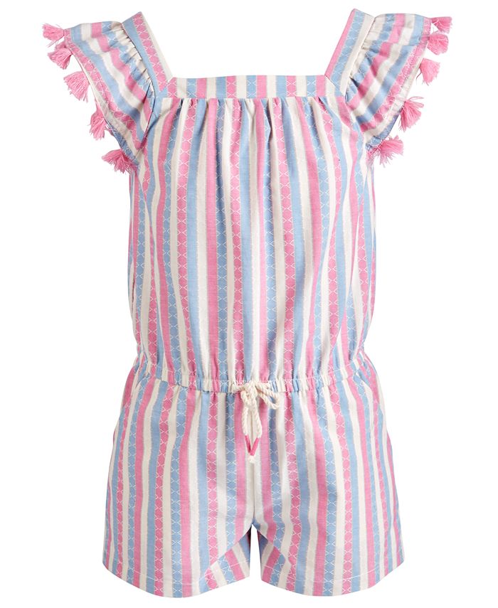 Epic Threads Toddler Girls Striped Tassel-Trim Romper, Created for Macy ...