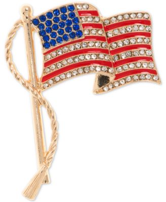 Anne Klein - Gold-Tone Pav&eacute; American Flag Pin