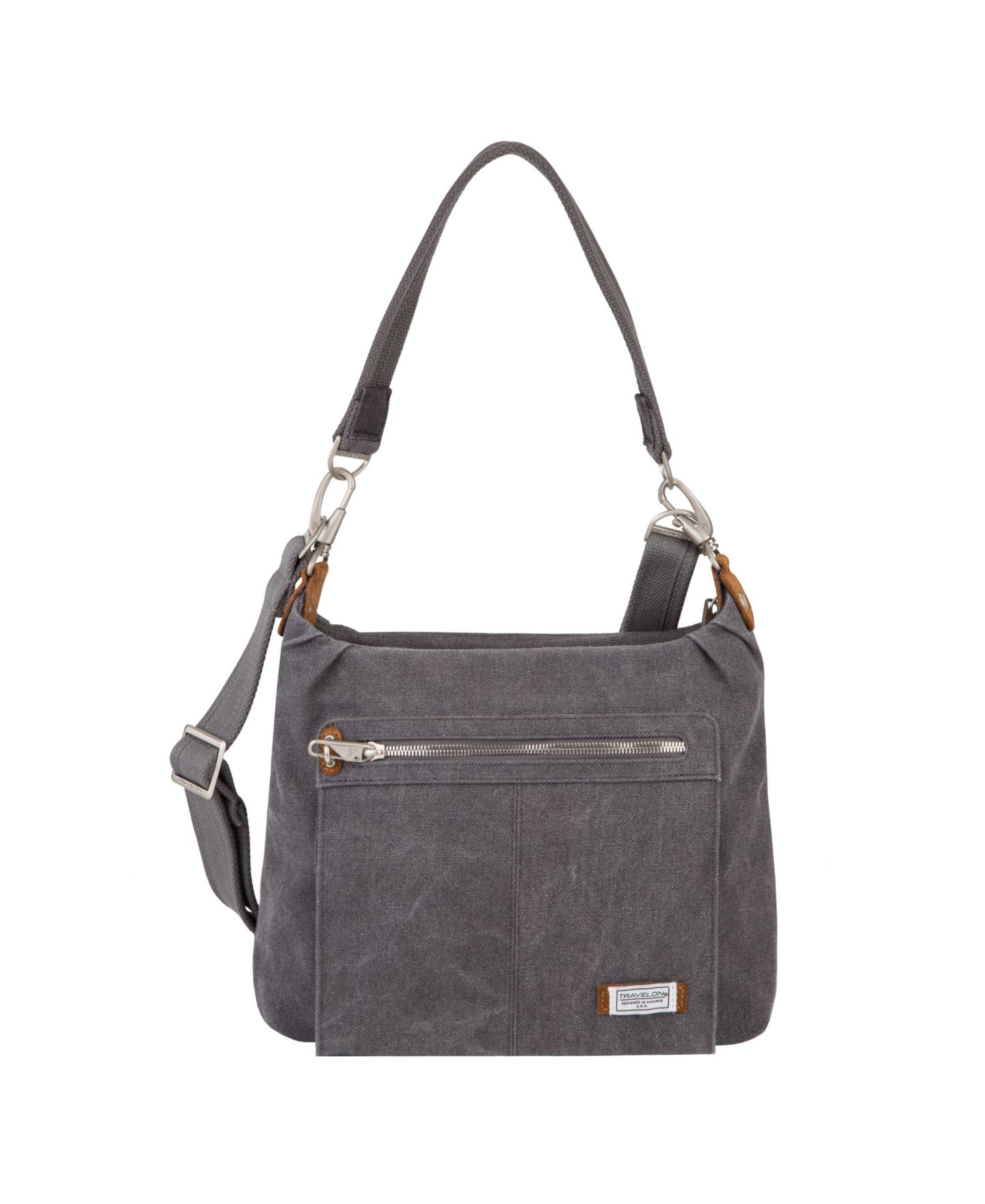 Женская сумка Travelon Anti-Theft Heritage Hobo, цвет: Тёмный серый — фото 2