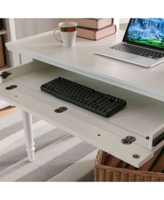 Cottage White Turned leg Laptop Desk with Center Drawer