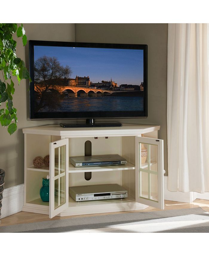 Leick Home White 46" Corner TV Stand with Bookcases Macy's