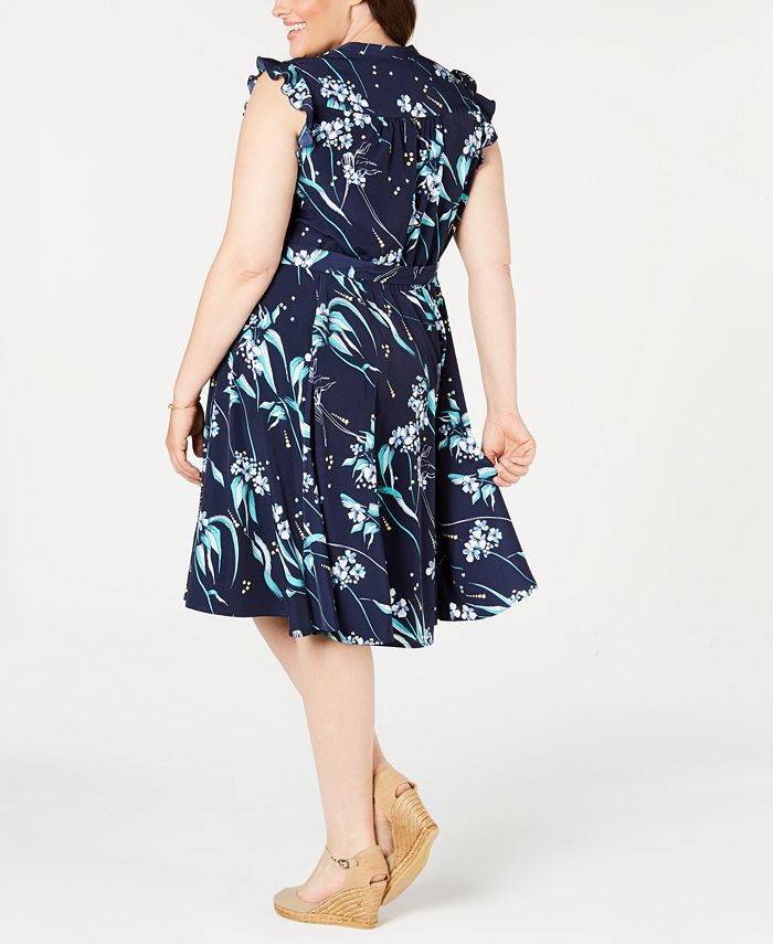 Charter Club Plus Size Printed Ruffle-Sleeve Shirtdress, Created for ...