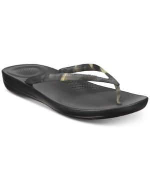 FITFLOP FITFLOP IQUSHION TORTOISESHELL-EFFECT FLIP-FLOP SANDALS WOMEN'S SHOES