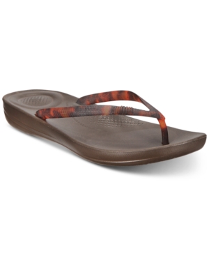 FITFLOP FITFLOP IQUSHION TORTOISESHELL-EFFECT FLIP-FLOP SANDALS WOMEN'S SHOES
