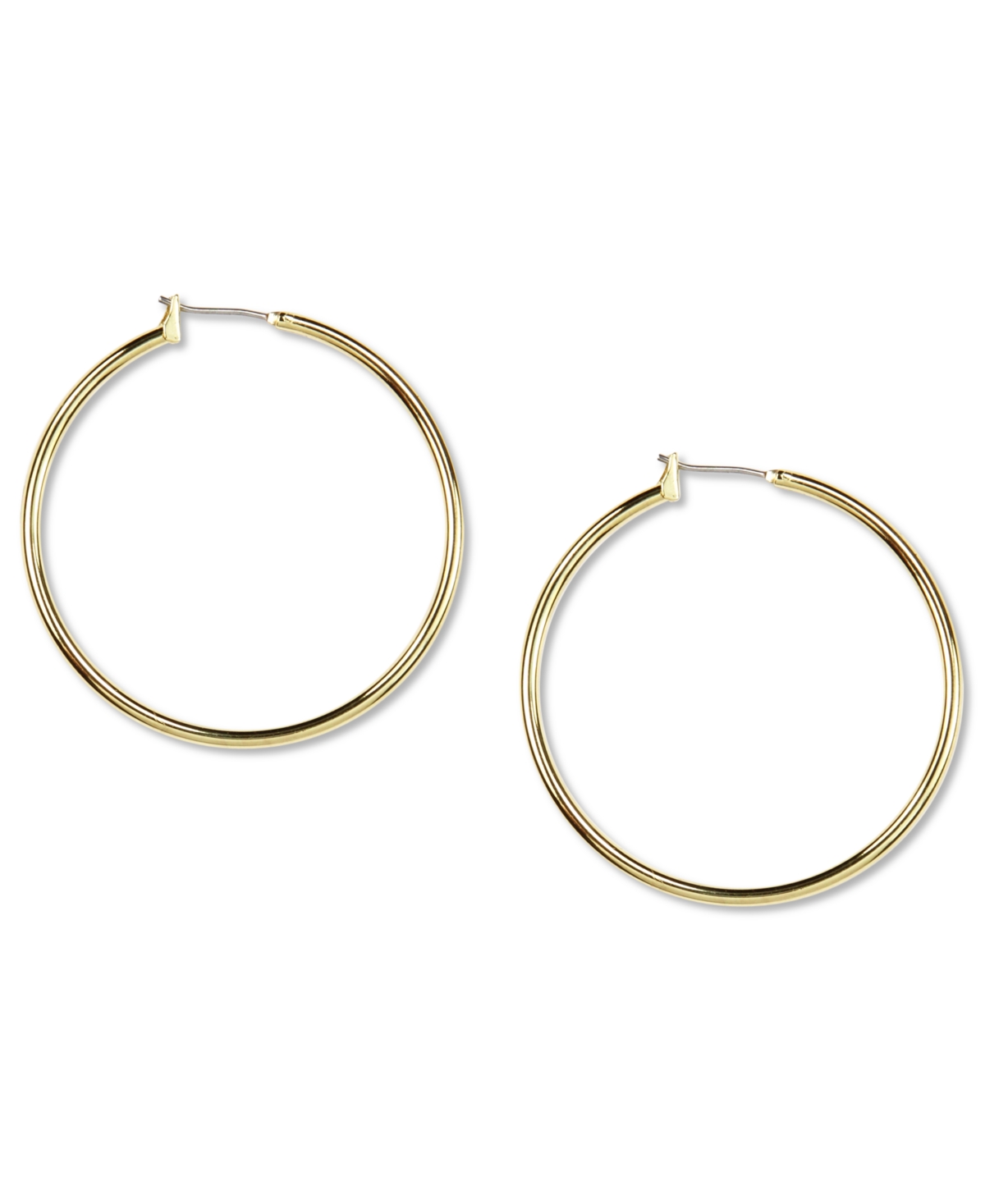Gold-tone Thin Hoop Earrings, 1.6" - Gold