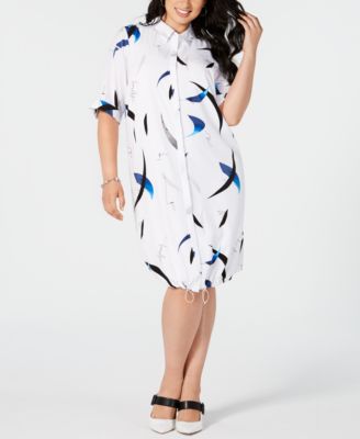 Alfani - Plus Size Printed Button-Front Shirtdress