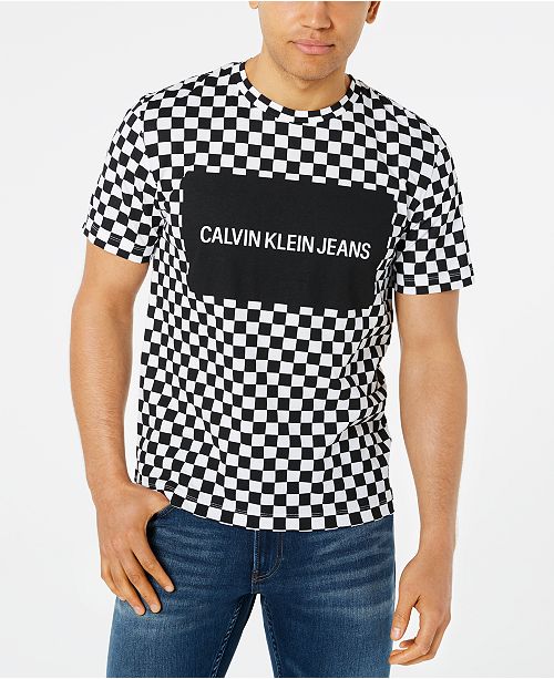 Calvin Klein Jeans Men S Checkerboard Logo Box Graphic T Shirt Reviews T Shirts Men Macy S