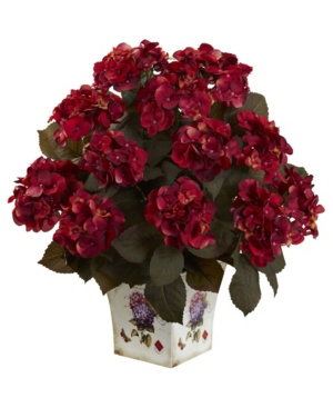 Nearly Natural Hydrangea w/Large Floral Planter