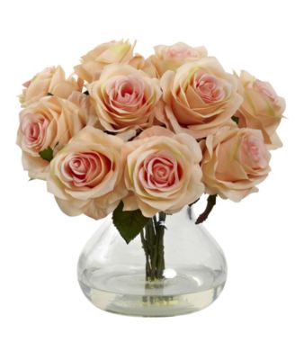 Nearly Natural - Rose Arrangement w/Vase