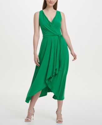 DKNY Jersey Faux Wrap Handkerchief Dress - Macy's