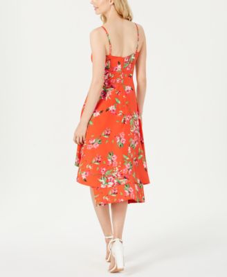 Vince Camuto Floral Square-Neck Fit & Flare Dress